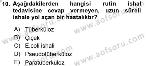 Temel Sürü Sağlığı Yönetimi Dersi 2016 - 2017 Yılı 3 Ders Sınav Soruları 10. Soru