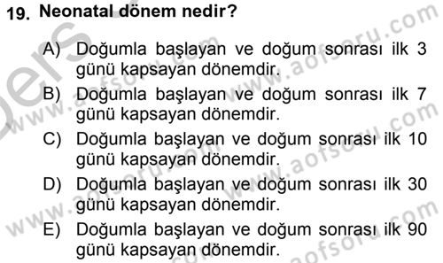 Temel Sürü Sağlığı Yönetimi Dersi 2016 - 2017 Yılı 3 Ders Sınavı 19. Soru