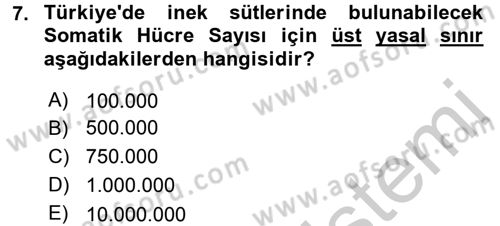 Temel Sürü Sağlığı Yönetimi Dersi 2016 - 2017 Yılı 3 Ders Sınav Soruları 7. Soru