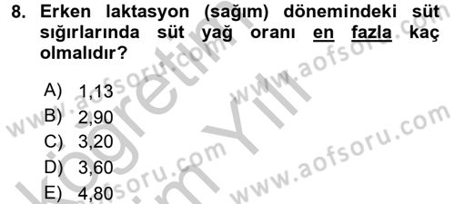 Temel Sürü Sağlığı Yönetimi Dersi 2016 - 2017 Yılı 3 Ders Sınav Soruları 8. Soru