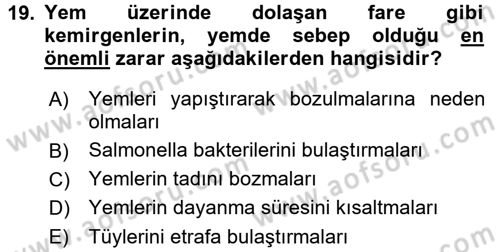 Temel Sürü Sağlığı Yönetimi Dersi 2016 - 2017 Yılı (Vize) Ara Sınav Soruları 19. Soru