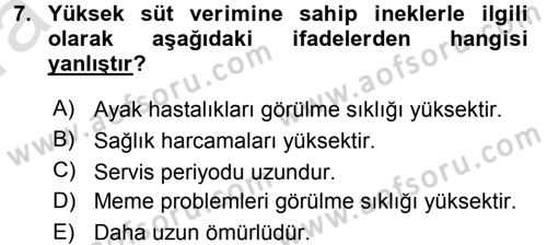 Temel Sürü Sağlığı Yönetimi Dersi 2016 - 2017 Yılı (Vize) Ara Sınav Soruları 7. Soru