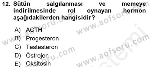 Temel Sürü Sağlığı Yönetimi Dersi 2016 - 2017 Yılı (Final) Dönem Sonu Sınavı 12. Soru