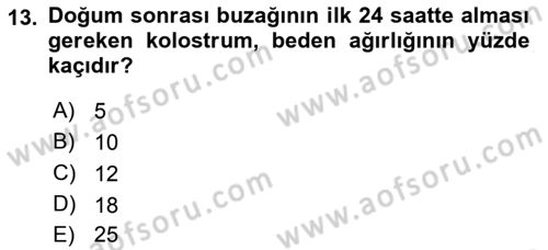 Temel Sürü Sağlığı Yönetimi Dersi 2017 - 2018 Yılı 3 Ders Sınav Soruları 13. Soru
