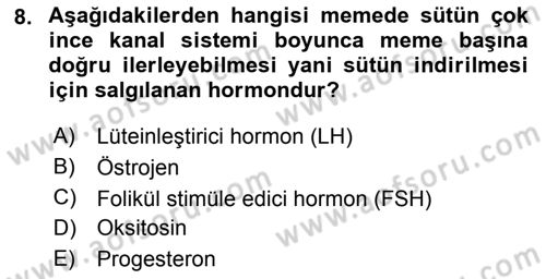 Temel Sürü Sağlığı Yönetimi Dersi 2017 - 2018 Yılı 3 Ders Sınav Soruları 8. Soru