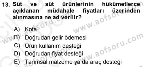 Temel Sürü Sağlığı Yönetimi Dersi 2018 - 2019 Yılı (Vize) Ara Sınavı 13. Soru