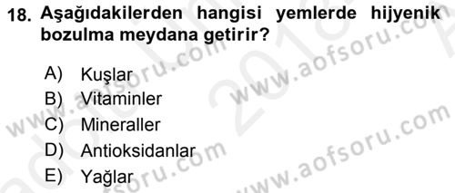 Temel Sürü Sağlığı Yönetimi Dersi 2018 - 2019 Yılı (Vize) Ara Sınavı 18. Soru