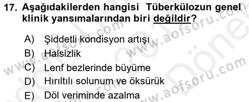 Temel Sürü Sağlığı Yönetimi Dersi 2018 - 2019 Yılı (Final) Dönem Sonu Sınav Soruları 17. Soru