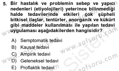 Temel Sürü Sağlığı Yönetimi Dersi 2018 - 2019 Yılı (Final) Dönem Sonu Sınav Soruları 5. Soru