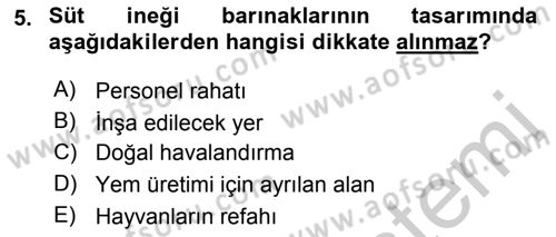 Temel Sürü Sağlığı Yönetimi Dersi 2018 - 2019 Yılı Yaz Okulu Sınavı 5. Soru