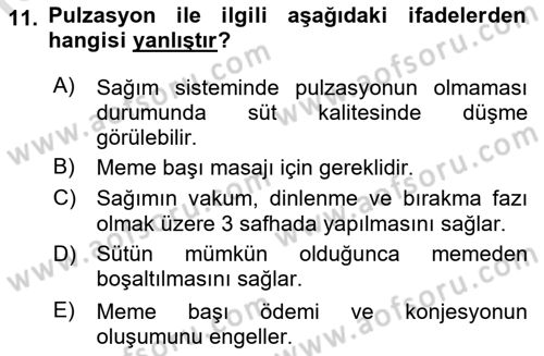 Temel Sürü Sağlığı Yönetimi Dersi 2019 - 2020 Yılı (Vize) Ara Sınavı 11. Soru