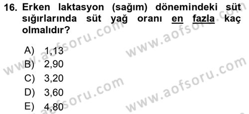 Temel Sürü Sağlığı Yönetimi Dersi 2019 - 2020 Yılı (Vize) Ara Sınavı 16. Soru