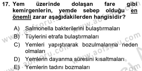 Temel Sürü Sağlığı Yönetimi Dersi 2019 - 2020 Yılı (Vize) Ara Sınavı 17. Soru