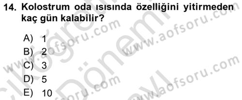 Temel Sürü Sağlığı Yönetimi Dersi 2019 - 2020 Yılı (Final) Dönem Sonu Sınav Soruları 14. Soru