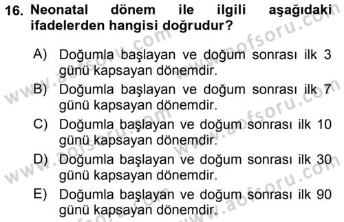 Temel Sürü Sağlığı Yönetimi Dersi 2019 - 2020 Yılı (Final) Dönem Sonu Sınavı 16. Soru