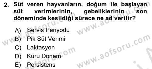 Temel Sürü Sağlığı Yönetimi Dersi 2019 - 2020 Yılı (Final) Dönem Sonu Sınav Soruları 2. Soru