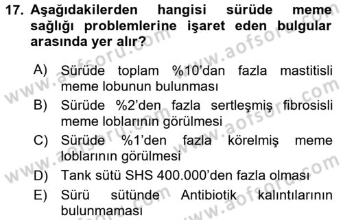 Temel Sürü Sağlığı Yönetimi Dersi 2020 - 2021 Yılı Yaz Okulu Sınav Soruları 17. Soru