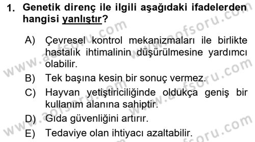 Temel Sürü Sağlığı Yönetimi Dersi 2021 - 2022 Yılı (Vize) Ara Sınavı 1. Soru