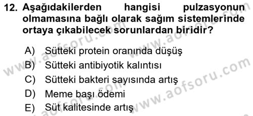 Temel Sürü Sağlığı Yönetimi Dersi 2021 - 2022 Yılı (Vize) Ara Sınavı 12. Soru