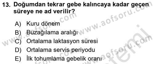 Temel Sürü Sağlığı Yönetimi Dersi 2021 - 2022 Yılı (Vize) Ara Sınavı 13. Soru