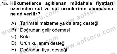 Temel Sürü Sağlığı Yönetimi Dersi 2021 - 2022 Yılı (Vize) Ara Sınavı 15. Soru