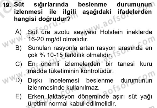 Temel Sürü Sağlığı Yönetimi Dersi 2021 - 2022 Yılı (Vize) Ara Sınavı 19. Soru