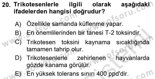 Temel Sürü Sağlığı Yönetimi Dersi 2021 - 2022 Yılı (Vize) Ara Sınavı 20. Soru