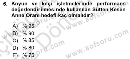 Temel Sürü Sağlığı Yönetimi Dersi 2021 - 2022 Yılı (Vize) Ara Sınavı 6. Soru