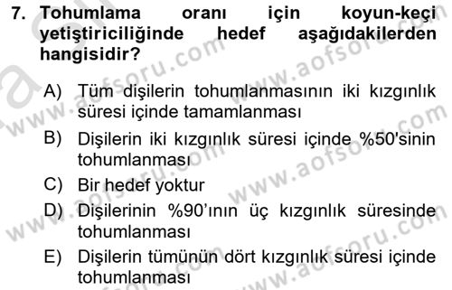 Temel Sürü Sağlığı Yönetimi Dersi 2021 - 2022 Yılı (Vize) Ara Sınavı 7. Soru