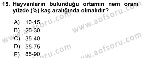 Temel Sürü Sağlığı Yönetimi Dersi 2021 - 2022 Yılı (Final) Dönem Sonu Sınav Soruları 15. Soru