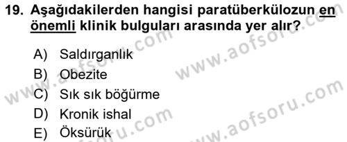 Temel Sürü Sağlığı Yönetimi Dersi 2021 - 2022 Yılı (Final) Dönem Sonu Sınav Soruları 19. Soru