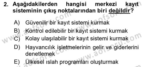 Temel Sürü Sağlığı Yönetimi Dersi 2021 - 2022 Yılı (Final) Dönem Sonu Sınav Soruları 2. Soru