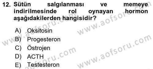 Temel Sürü Sağlığı Yönetimi Dersi 2021 - 2022 Yılı Yaz Okulu Sınav Soruları 12. Soru