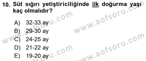 Temel Sürü Sağlığı Yönetimi Dersi 2022 - 2023 Yılı (Vize) Ara Sınav Soruları 10. Soru