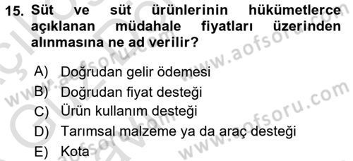 Temel Sürü Sağlığı Yönetimi Dersi 2022 - 2023 Yılı (Vize) Ara Sınav Soruları 15. Soru