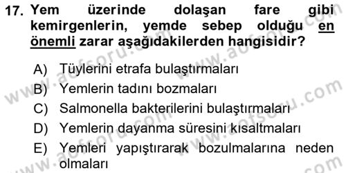 Temel Sürü Sağlığı Yönetimi Dersi Ara Sınavı Deneme Sınav Soruları 17. Soru