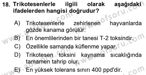 Temel Sürü Sağlığı Yönetimi Dersi 2022 - 2023 Yılı (Vize) Ara Sınav Soruları 18. Soru