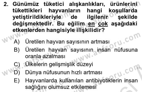 Temel Sürü Sağlığı Yönetimi Dersi 2022 - 2023 Yılı (Vize) Ara Sınav Soruları 2. Soru