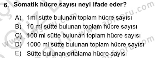 Temel Sürü Sağlığı Yönetimi Dersi Ara Sınavı Deneme Sınav Soruları 6. Soru