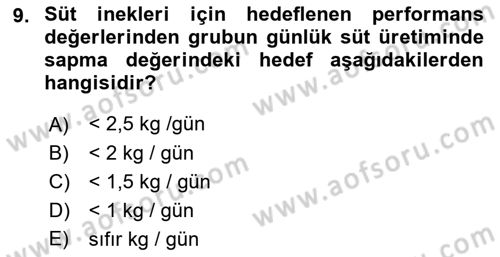 Temel Sürü Sağlığı Yönetimi Dersi 2022 - 2023 Yılı (Vize) Ara Sınavı 9. Soru