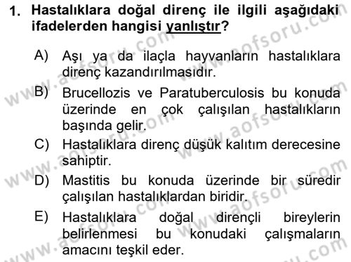 Temel Sürü Sağlığı Yönetimi Dersi 2022 - 2023 Yılı (Final) Dönem Sonu Sınav Soruları 1. Soru