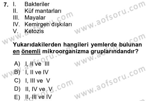 Temel Sürü Sağlığı Yönetimi Dersi 2022 - 2023 Yılı (Final) Dönem Sonu Sınav Soruları 7. Soru