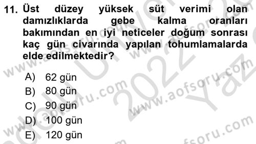 Temel Sürü Sağlığı Yönetimi Dersi 2022 - 2023 Yılı Yaz Okulu Sınav Soruları 11. Soru