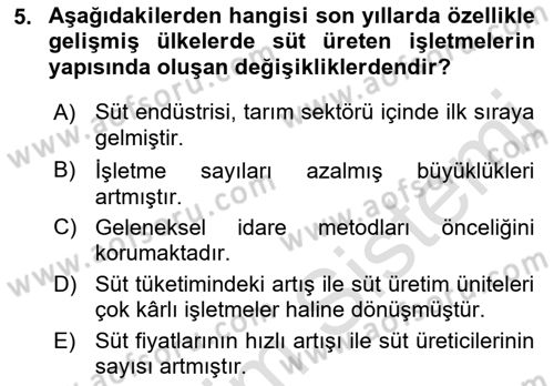 Temel Sürü Sağlığı Yönetimi Dersi 2022 - 2023 Yılı Yaz Okulu Sınavı 5. Soru