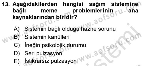 Temel Sürü Sağlığı Yönetimi Dersi 2023 - 2024 Yılı (Vize) Ara Sınav Soruları 13. Soru