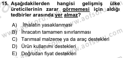 Temel Sürü Sağlığı Yönetimi Dersi 2023 - 2024 Yılı (Vize) Ara Sınav Soruları 15. Soru