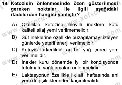 Temel Sürü Sağlığı Yönetimi Dersi 2023 - 2024 Yılı (Vize) Ara Sınav Soruları 19. Soru