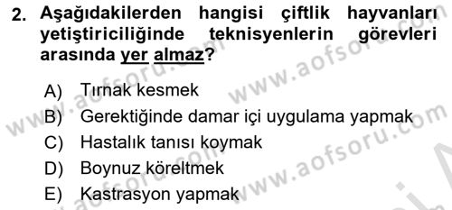 Temel Sürü Sağlığı Yönetimi Dersi 2023 - 2024 Yılı (Vize) Ara Sınavı 2. Soru