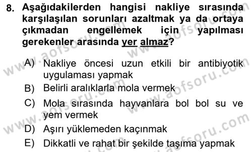 Temel Sürü Sağlığı Yönetimi Dersi 2023 - 2024 Yılı (Vize) Ara Sınav Soruları 8. Soru