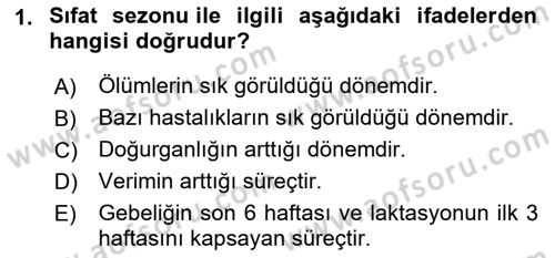 Temel Sürü Sağlığı Yönetimi Dersi 2023 - 2024 Yılı (Final) Dönem Sonu Sınav Soruları 1. Soru